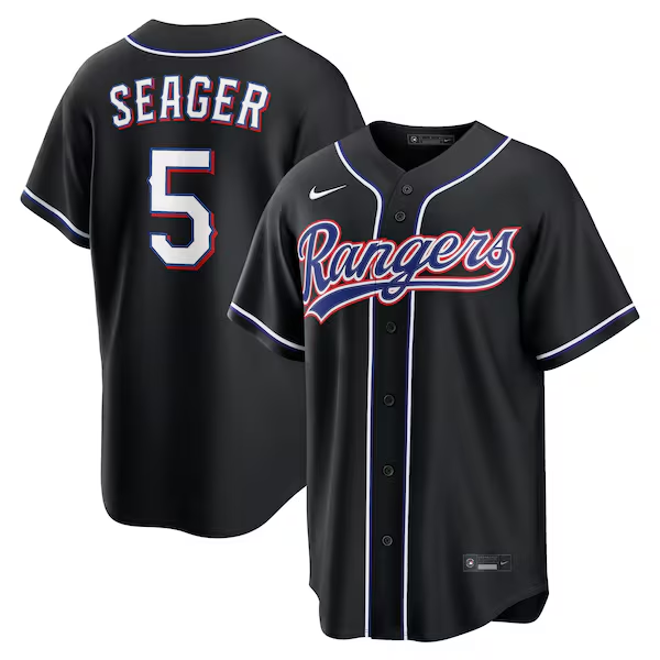 Men's Texas Rangers #5 Corey Seager 2026 Fashion Replica Black Out Jersey