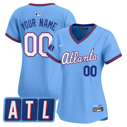 Women's Atlanta Braves Custom Powder Blue 2026 City Connect Limited Stitched Jersey