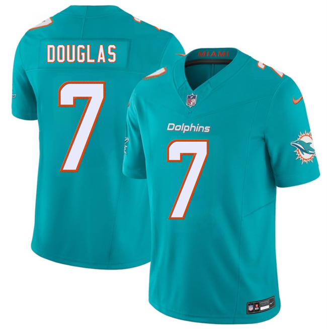 Men's Miami Dolphins #7 Caleb Douglas Aqua 2026 Draft F.U.S.E. Vapor Limited Stitched Football Jersey