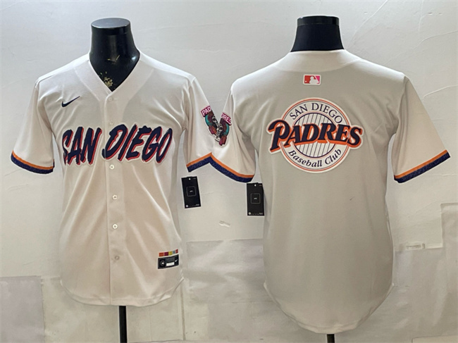 Men's San Diego Padres Team Big Logo Cream 2026 City Connect Stadium Stitched Baseball Jersey (1)