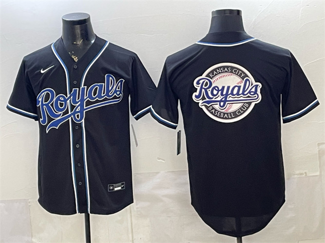Men's Kansas City Royals Team Big Logo 2026 Fashion Replica Black Out Stitched Baseball Jersey