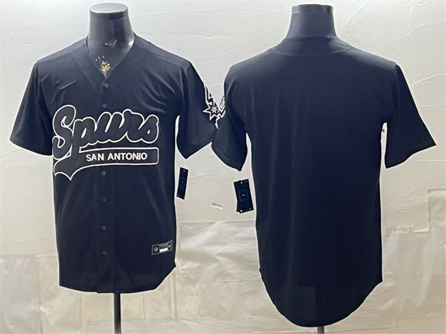 Men's San Antonio Spurs Blank Black Stitched Baseball Jersey
