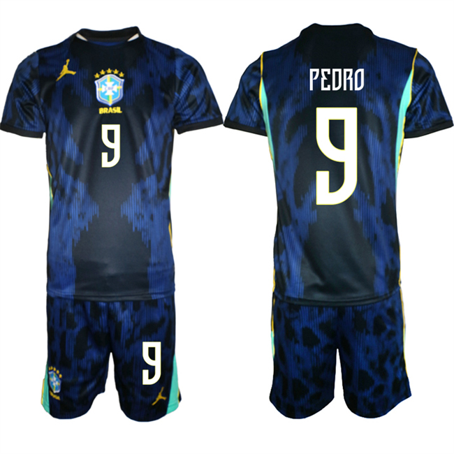 Men's Brazil national football team #9 Joao Pedro Navy 2026 Away Soccer Jersey Suit