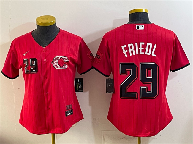 Women's Cincinnati Reds #29 TJ Friedl Red 2026 City Connect Stadium Stitched Baseball Jersey(Run Small)
