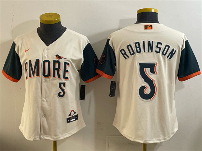 Women's Baltimore Orioles #5 Brooks Robinson Natural 2026 City Connect Stadium Stitched Baseball Jersey(Run Small)
