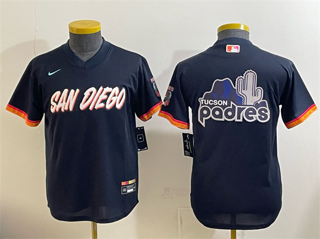 Youth San Diego Padres Team Big Logo Obsidian 2026 City Connect Stadium Stitched Baseball Jerseys