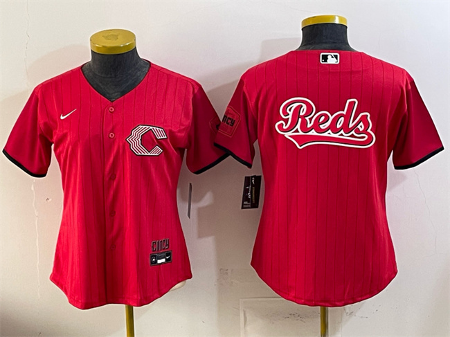 Youth Cincinnati Reds Team Big Logo Red 2026 City Connect Stadium Stitched Baseball Jersey