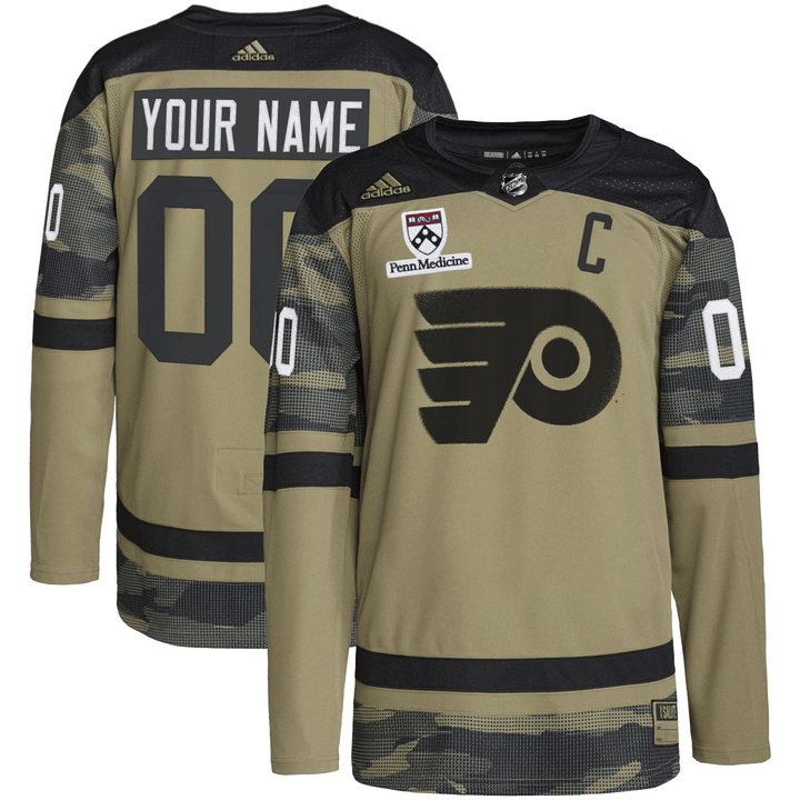 Men & Women & Youth Philadelphia Flyers Custom Military Sponsor Patch Stitched Jersey