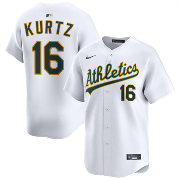 Youth Oakland Athletics #16 Nick Kurtz White 2024 Home Limited Stitched Jersey