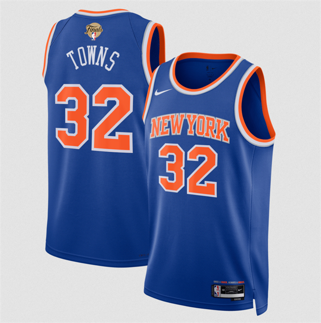 Men's New Yok Knicks #32 Karl-Anthony Towns Blue 2026 Finals Patch Icon Edition Stitched Basketball Jersey