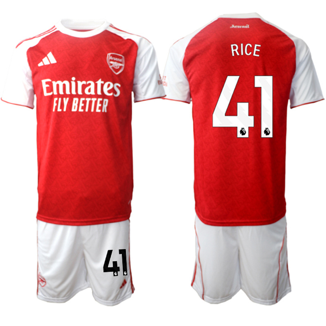 Men's Arsenal F.C #41 Declan Rice 2026 Red Home Soccer Jersey Suit