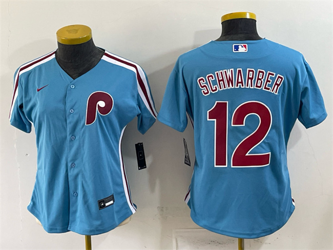 Youth Philadelphia Phillies #12 Kyle Schwarber Blue Stitched Jersey