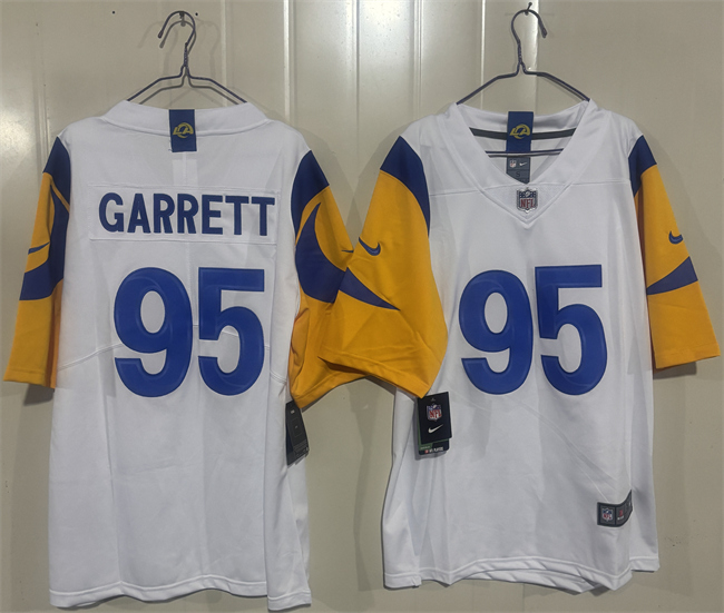 Men's Los Angeles Rams #95 Myles Garrett White 2026 Vapor Limited Stitched Football Jersey