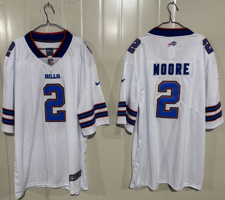 Men's Buffalo Bills #2 D.J. Moore White 2026 Vapor Untouchable Limited Stitched Football Jersey