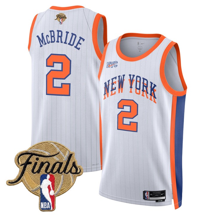 Men's New Yok Knicks #2 Miles McBride White 2026 Finals Patch 23-24 City Stitched Basketball Jersey