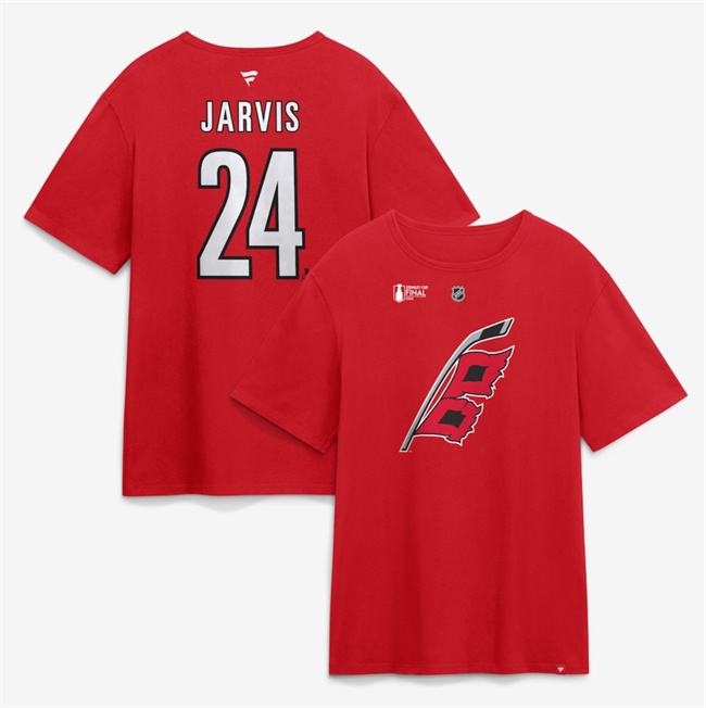 Men's Carolina Hurricanes #24 Seth Jarvis Red 2026 Stanley Cup Final Name & Number T-Shirt