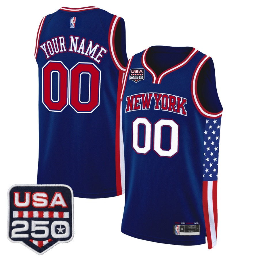 Men's New York Knicks Custom Royal America 250 Edition Swingman Stitched Jersey