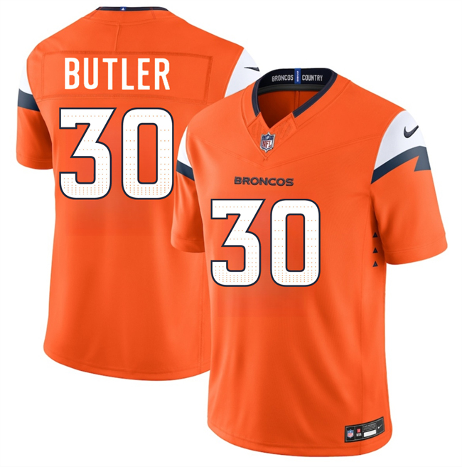 Men's Denver Broncos #30 Hakeem Butler Orange 2026 F.U.S.E. Vapor Limited Stitched Football Jersey