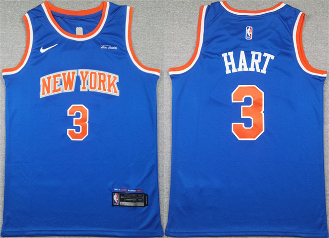 Men's New Yok Knicks #3 Josh Hart Blue Icon Edition Edition Stitched Basketball Jersey