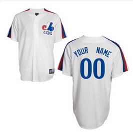 Men's Montreal Expos Customized 1982 White Throwback Jersey