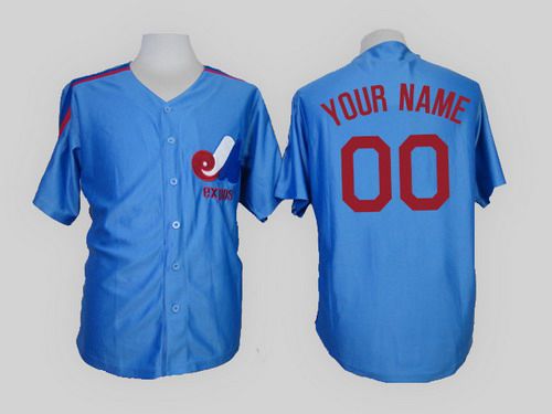 Men's Montreal Expos Customized Blue Throwback Jersey