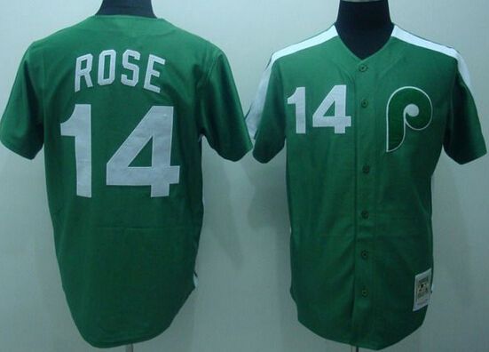 Men's Philadelphia Phillies #14 Pete Rose 1976 Green Throwback Jersey