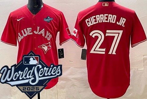 Women's Toronto Blue Jays #27 Vladimir Guerrero Jr Red Alternate 2025 World Series Cool Base Jersey