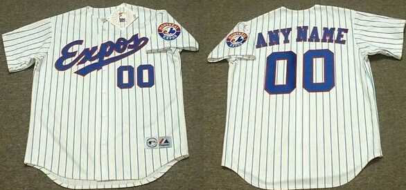 Youth Montreal Expos Customized 1982 White Pinstripe Throwback Jersey
